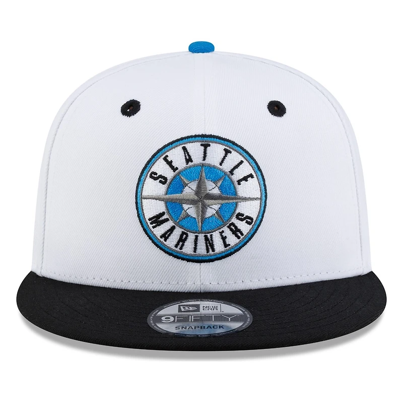Seattle Mariners White Black Visor Circle Logo New Era 9FIFTY Snapback Hat