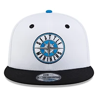 Seattle Mariners White Black Visor Circle Logo New Era 9FIFTY Snapback Hat