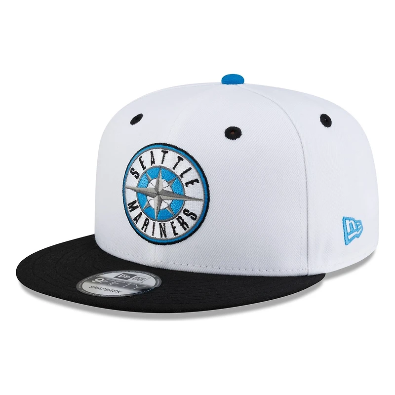 Seattle Mariners White Black Visor Circle Logo New Era 9FIFTY Snapback Hat