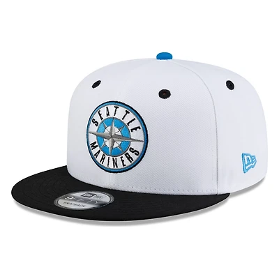 Seattle Mariners White Black Visor Circle Logo New Era 9FIFTY Snapback Hat