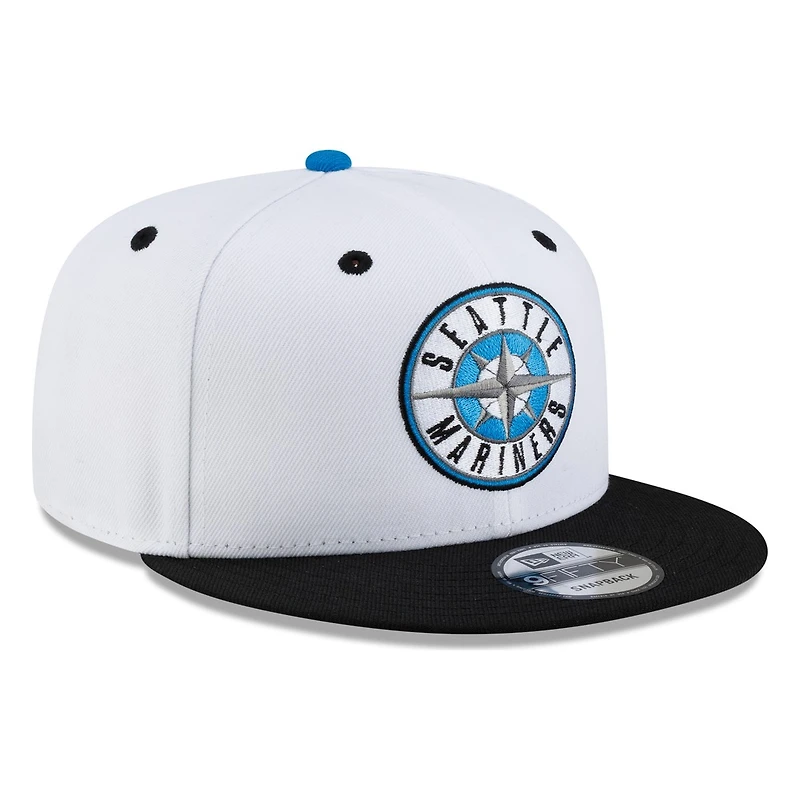 Seattle Mariners White Black Visor Circle Logo New Era 9FIFTY Snapback Hat