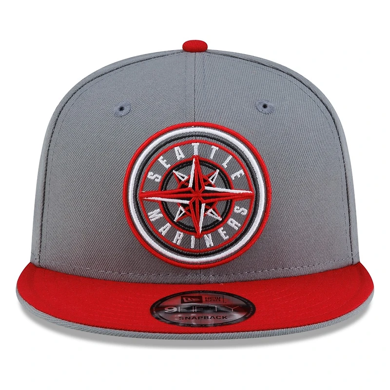 Seattle Mariners Storm Grey Red Visor Circle Logo New Era 9FIFTY Snapback Hat