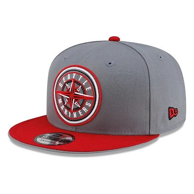 Seattle Mariners Storm Grey Red Visor Circle Logo New Era 9FIFTY Snapback Hat
