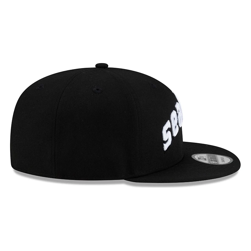 Seattle Mariners Black White seattle Lowercase Wordmark New Era 9FIFTY Snapback Hat