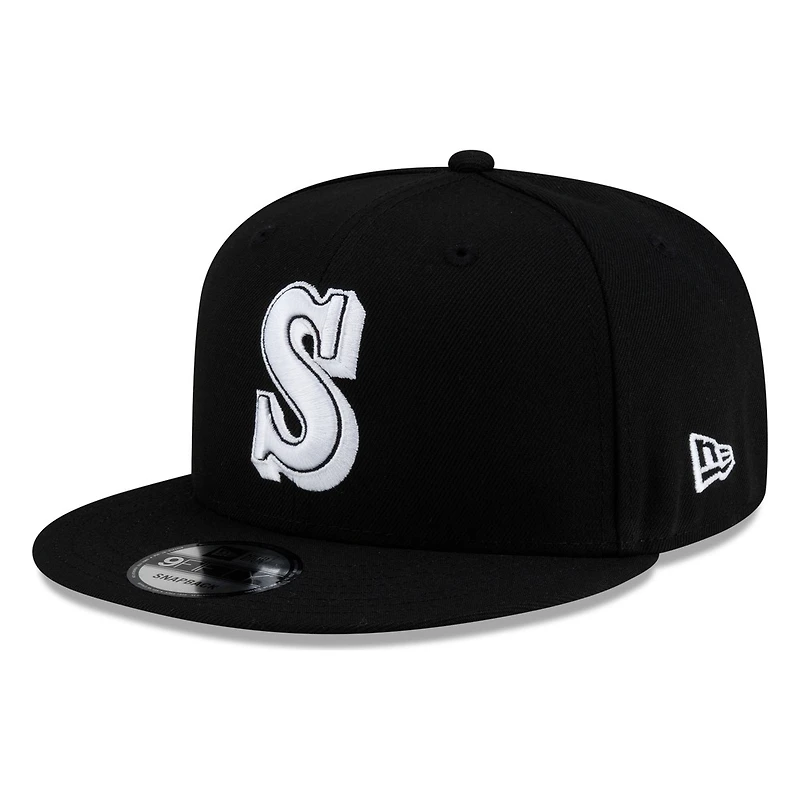 Seattle Mariners Black White Throwback "S" Logo New Era 9FIFTY Snapback Hat