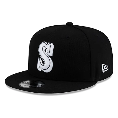 Seattle Mariners Black White Throwback "S" Logo New Era 9FIFTY Snapback Hat