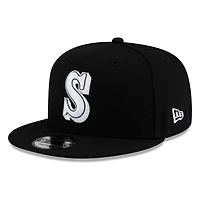 Seattle Mariners Black White Throwback "S" Logo New Era 9FIFTY Snapback Hat