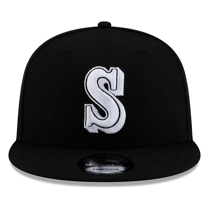 Seattle Mariners Black White Throwback "S" Logo New Era 9FIFTY Snapback Hat
