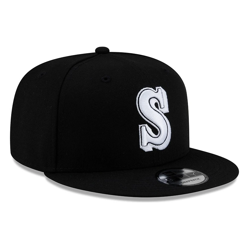 Seattle Mariners Black White Throwback "S" Logo New Era 9FIFTY Snapback Hat