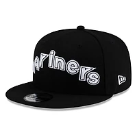Seattle Mariners Black White Outline mariners Lowercase Wordmark New Era 9FIFTY Snapback Hat