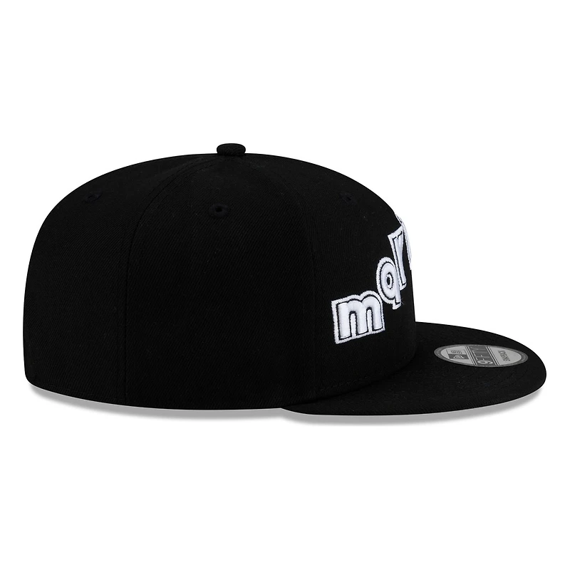 Seattle Mariners Black White Outline mariners Lowercase Wordmark New Era 9FIFTY Snapback Hat