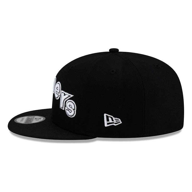 Seattle Mariners Black White Outline mariners Lowercase Wordmark New Era 9FIFTY Snapback Hat