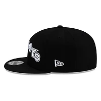 Seattle Mariners Black White Outline mariners Lowercase Wordmark New Era 9FIFTY Snapback Hat