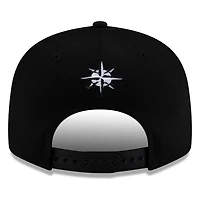 Seattle Mariners Black White Outline mariners Lowercase Wordmark New Era 9FIFTY Snapback Hat