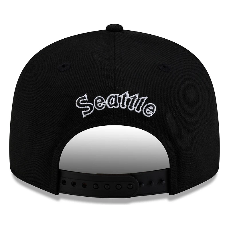 Seattle Mariners Black White M's Baseball Logo New Era 9FIFTY Snapback Hat