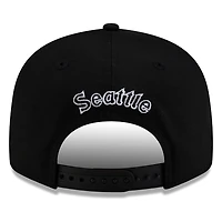 Seattle Mariners Black White M's Baseball Logo New Era 9FIFTY Snapback Hat