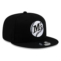 Seattle Mariners Black White M's Baseball Logo New Era 9FIFTY Snapback Hat