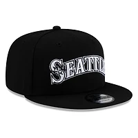 Seattle Mariners Black White Distressed SEATTLE Wordmark New Era 9FIFTY Snapback Hat