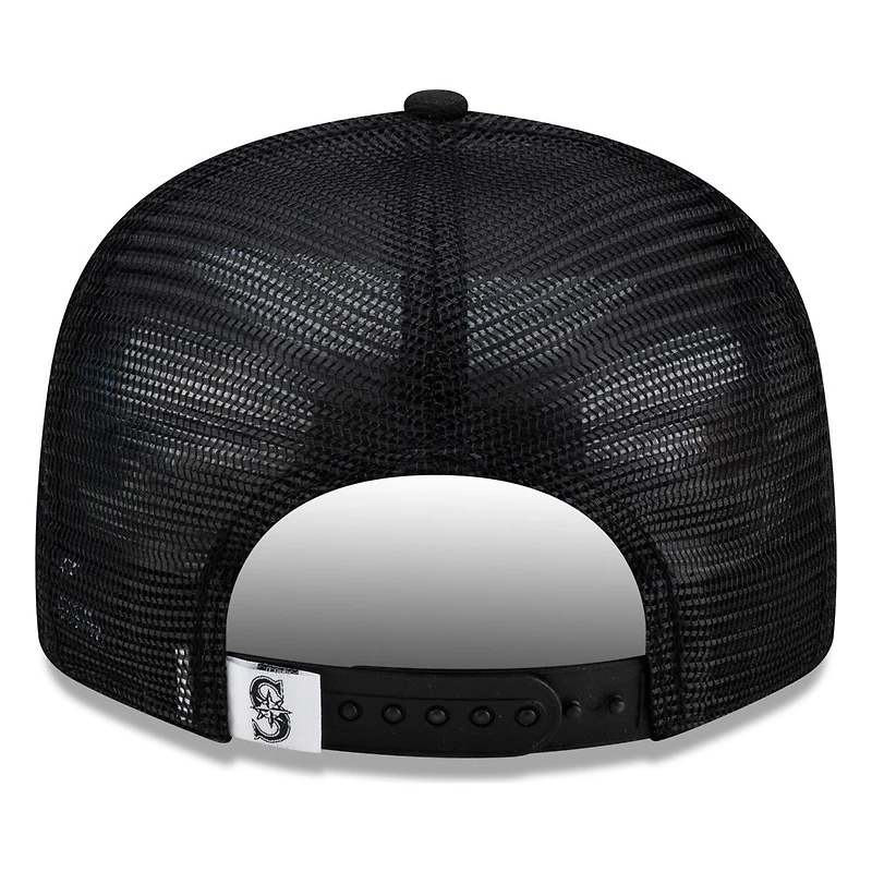 Seattle Mariners Black White "S" Compass Logo Trucker Mesh New Era 9FIFTY Snapback Hat