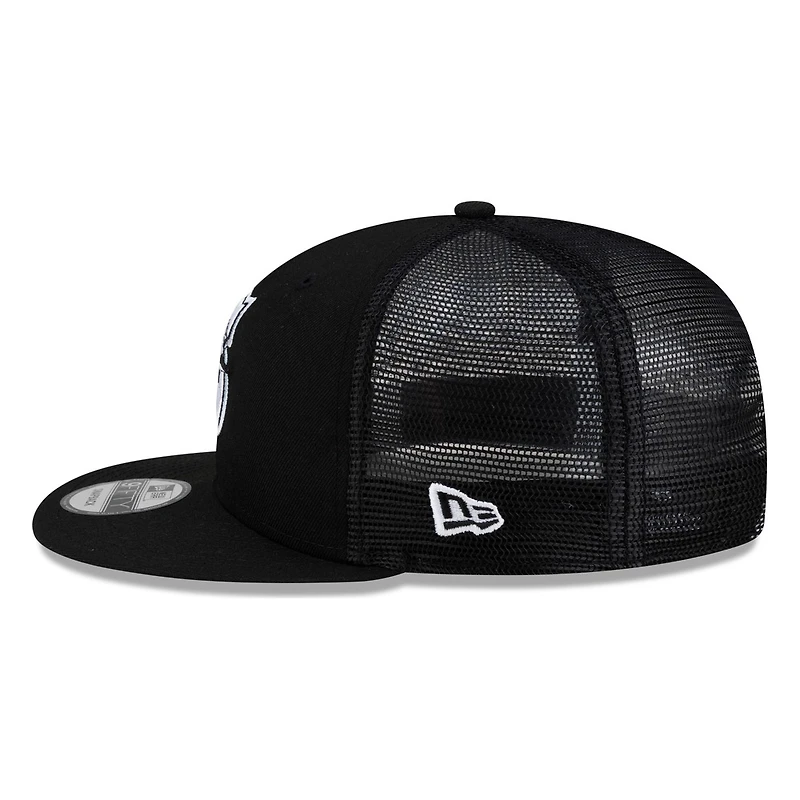Seattle Mariners Black White "S" Compass Logo Trucker Mesh New Era 9FIFTY Snapback Hat