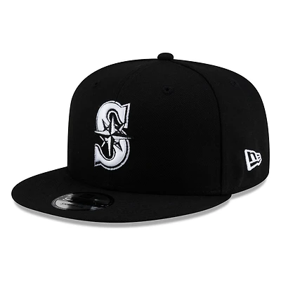 Seattle Mariners Black White "S" Compass Logo New Era 9FIFTY Snapback Hat