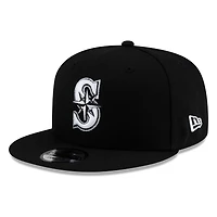 Seattle Mariners Black White "S" Compass Logo New Era 9FIFTY Snapback Hat