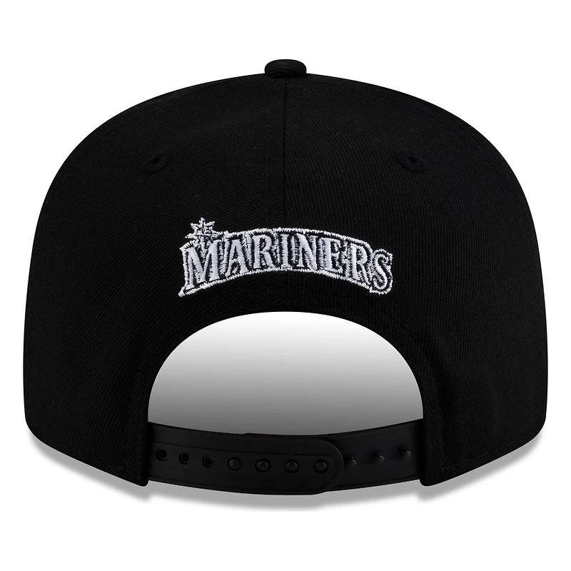 Seattle Mariners Black White "S" Compass Logo New Era 9FIFTY Snapback Hat