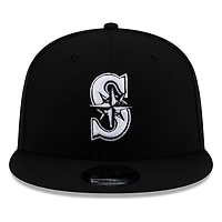 Seattle Mariners Black White "S" Compass Logo New Era 9FIFTY Snapback Hat