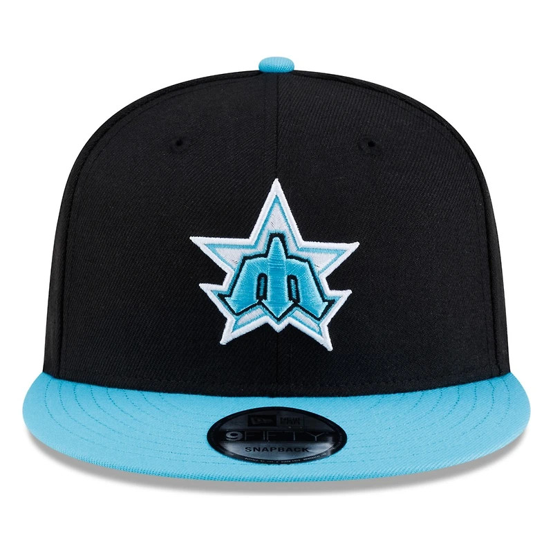 Seattle Mariners Black Vice Blue Visor Star Trident New Era 9FIFTY Snapback Hat