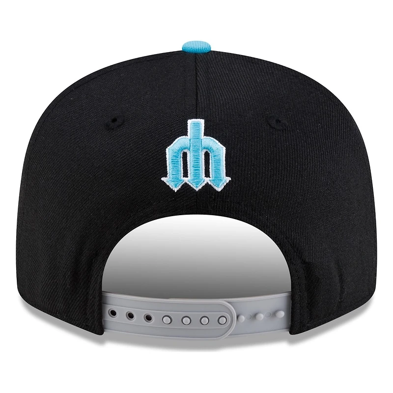 Seattle Mariners Black Vice Blue Visor Star Trident New Era 9FIFTY Snapback Hat