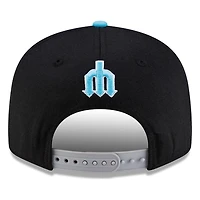 Seattle Mariners Black Vice Blue Visor Star Trident New Era 9FIFTY Snapback Hat