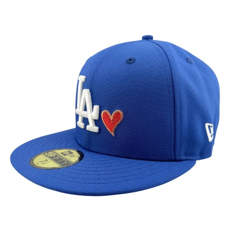 Los Angeles Dodgers Royal Blue LA with Red Heart 2025 World Series Champions Patch Red UV New Era 59FIFTY Fitted Hat