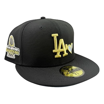 Los Angeles Dodgers Black Gold LA 2024 World Series Champions Patch Sky Blue UV New Era 59FIFTY Fitted Hat