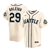 Youth Seattle Mariners Cal Raleigh Cream Alternate Steelheads 50th Anniversary Patch Nike Stadium Jersey