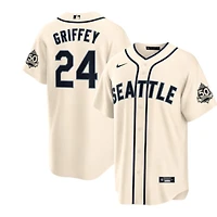 Youth Seattle Mariners Ken Griffey Jr. Cream Alternate Steelheads 50th Anniversary Patch Nike Stadium Jersey