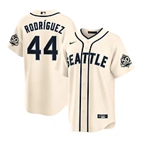 Youth Seattle Mariners Julio Rodriguez Cream Alternate Steelheads 50th Anniversary Patch Nike Stadium Jersey