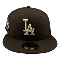Los Angeles Dodgers Brown Dodger Stadium 50th Anniversary Patch Pink UV New Era 59FIFTY Fitted Hat