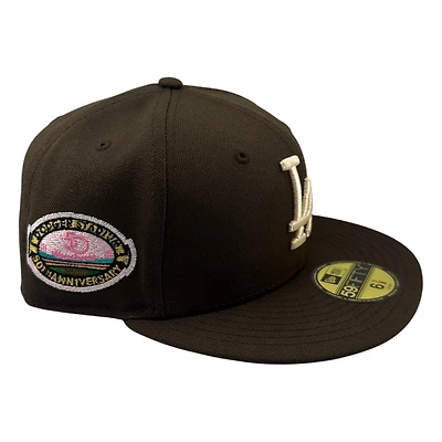 Los Angeles Dodgers Brown Dodger Stadium 50th Anniversary Patch Pink UV New Era 59FIFTY Fitted Hat