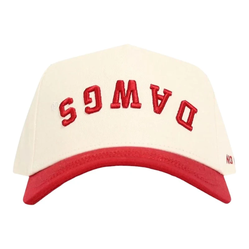 Georgia Bulldogs Cream and Red Upside Down Dawgs No Rivals Snapback Hat