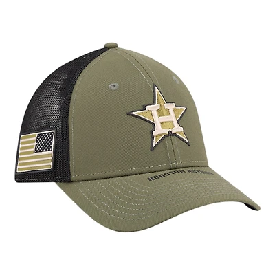 Houston Astros Olive Green 2026 Armed Forces Day New Era 39THIRTY M-Crown Stretch Fit Hat