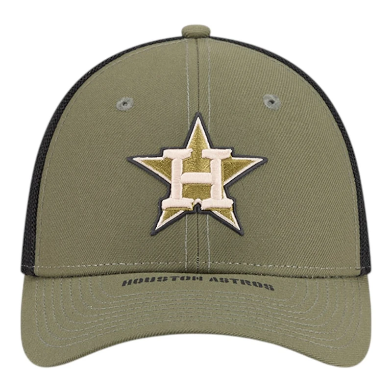 Houston Astros Olive Green 2026 Armed Forces Day New Era 39THIRTY M-Crown Stretch Fit Hat