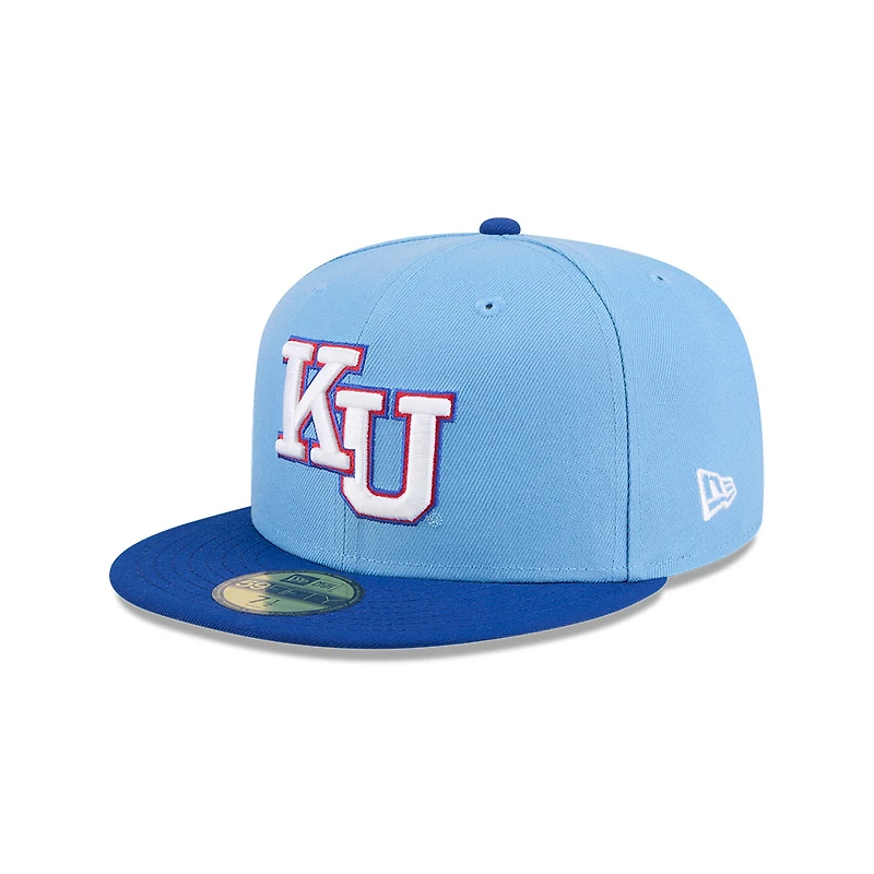 Kansas Jayhawks Sky Blue and Royal x Adidas New Era 59FIFTY Fitted Hat
