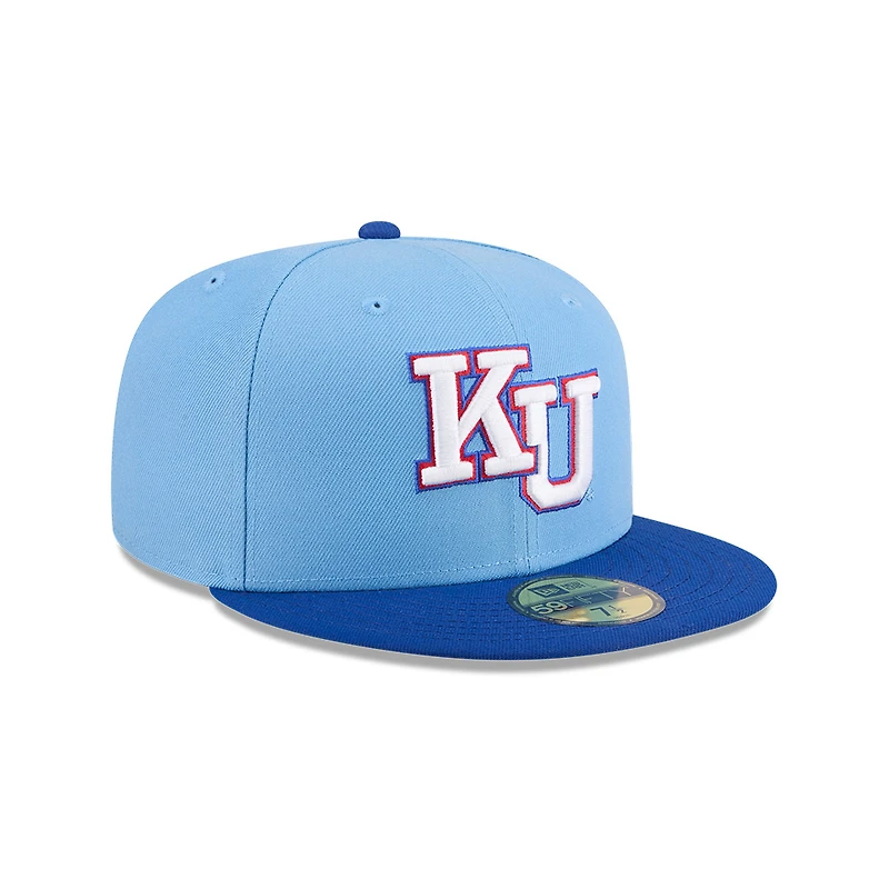 Kansas Jayhawks Sky Blue and Royal x Adidas New Era 59FIFTY Fitted Hat