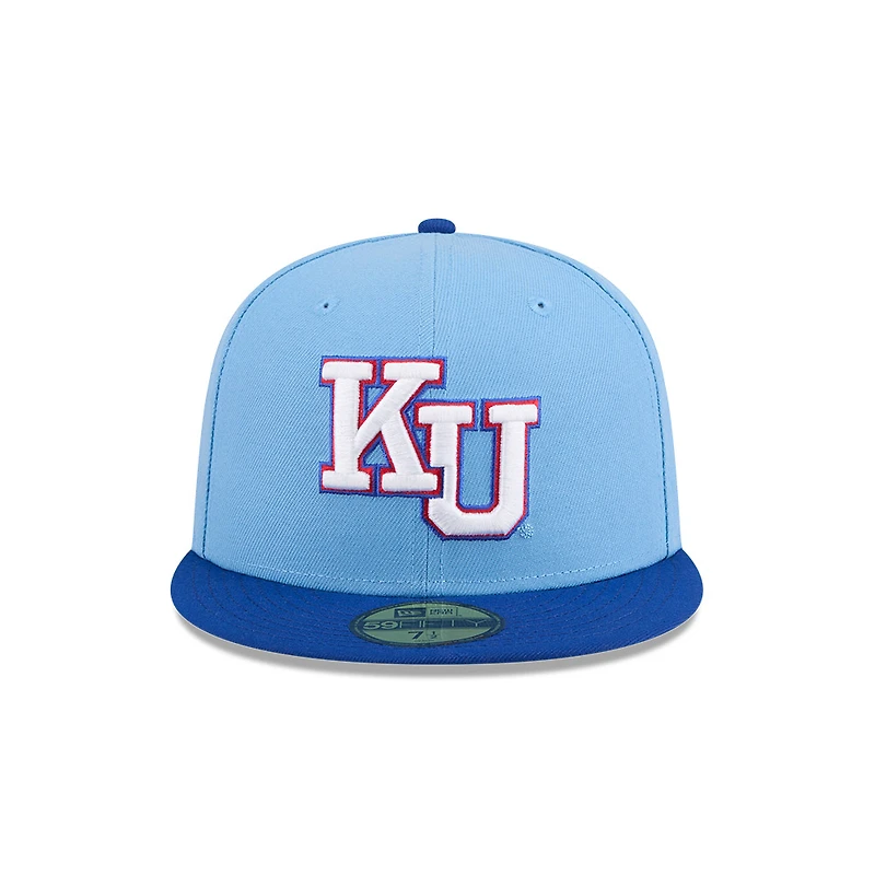 Kansas Jayhawks Sky Blue and Royal x Adidas New Era 59FIFTY Fitted Hat
