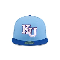 Kansas Jayhawks Sky Blue and Royal x Adidas New Era 59FIFTY Fitted Hat