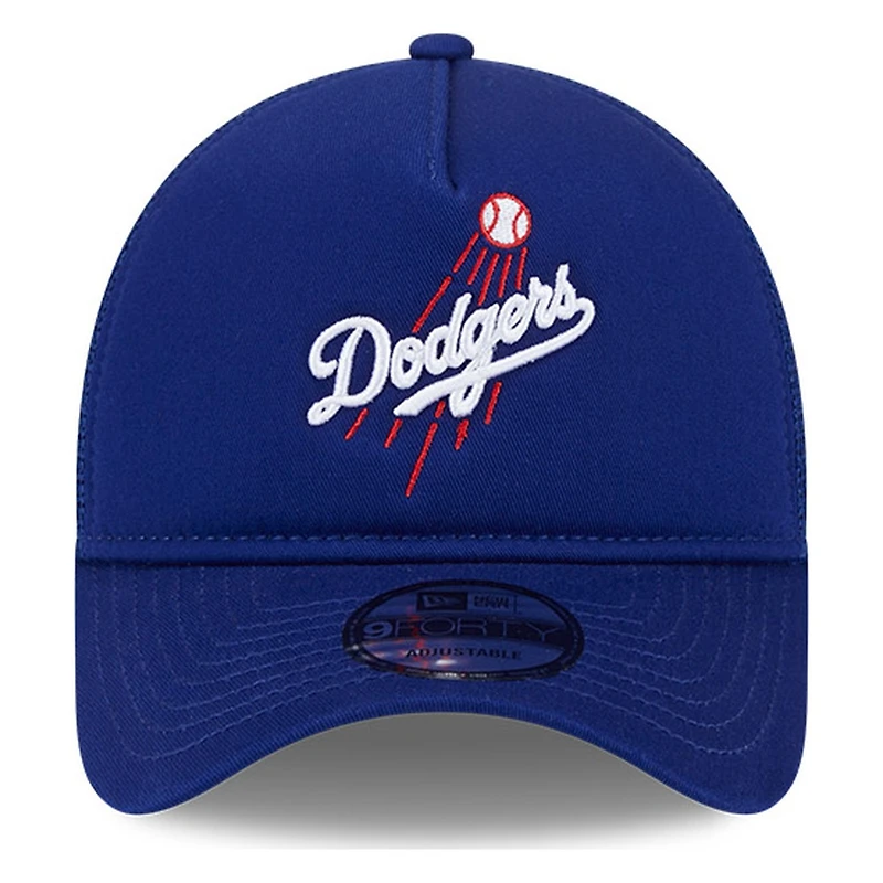 Los Angeles Dodgers Royal Blue Shooting Ball Logo New Era 9FORTY A-Frame Trucker Adjustable Hat