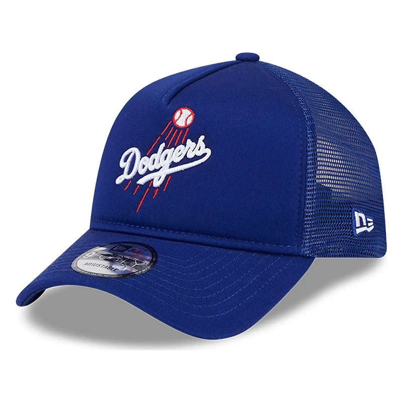 Los Angeles Dodgers Royal Blue Shooting Ball Logo New Era 9FORTY A-Frame Trucker Adjustable Hat