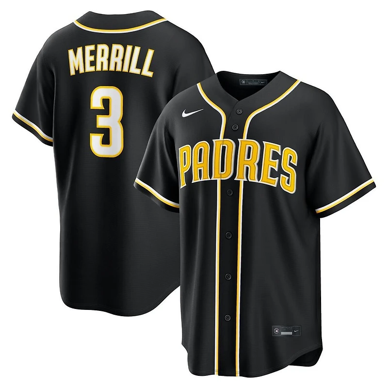 San Diego Padres Jackson Merrill Black and Yellow "Lights Out" Nike Fashion Replica Jersey