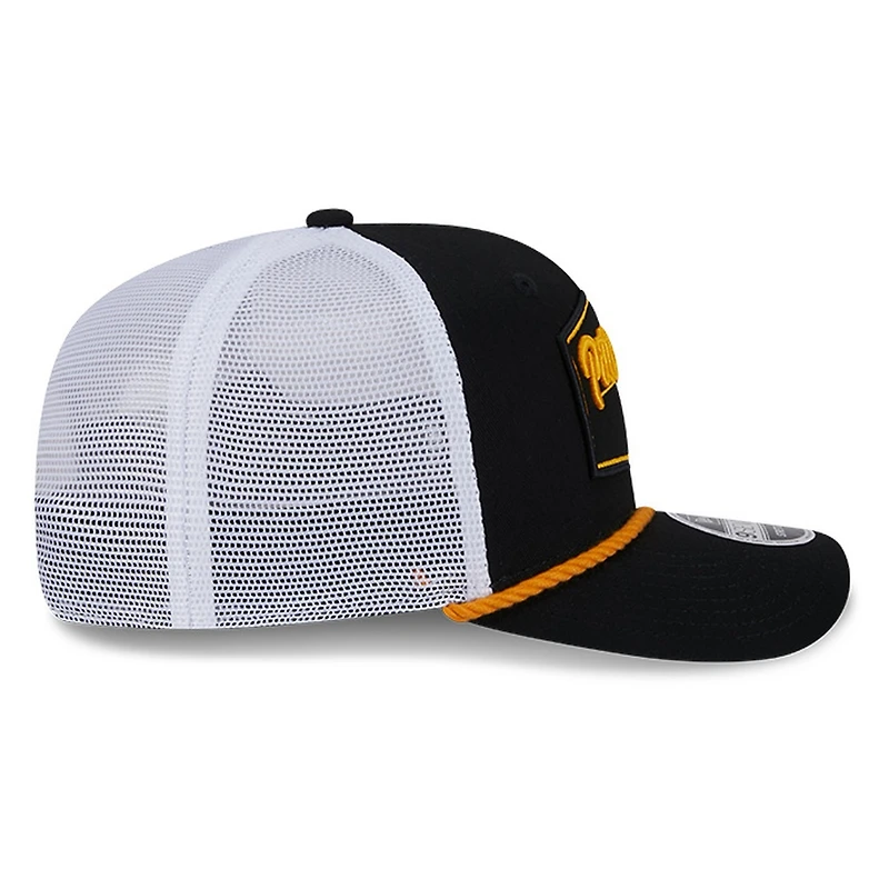Pittsburgh Penguins Black and White City Script New Era 9SEVENTY Stretch-Snap Hat