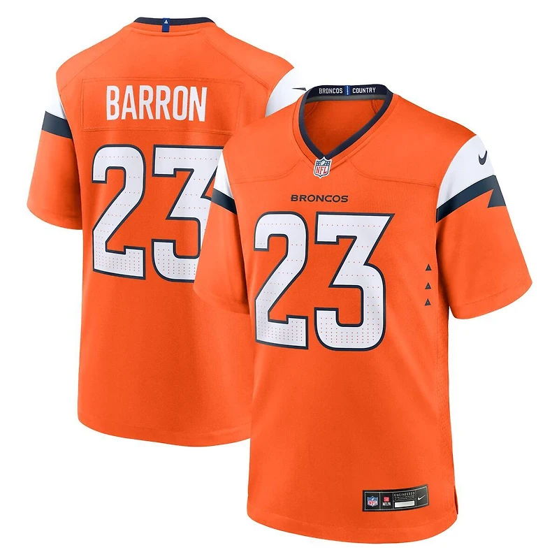 Denver Broncos Jahdae Barron Orange Home Nike Game Jersey